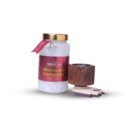 AuraCam Gold Standard Bhimseni Camphor with Diffuser (250g)