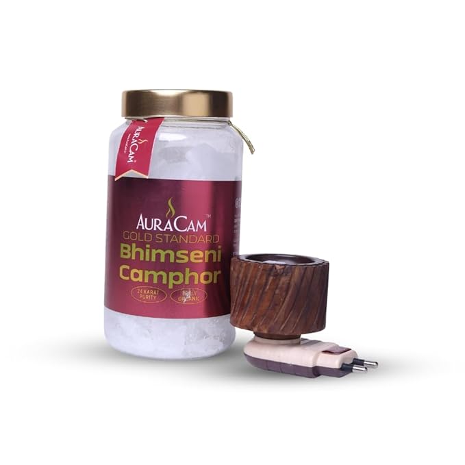 AuraCam Gold Standard Bhimseni Camphor with Diffuser (500g)