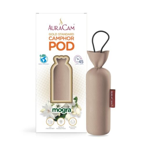 AuraCam Gold Standard Camphor Pod/Camphor Cone (Mogra) - Set of 2 - Camphor Pod Air freshener For Room, Car, Bathroom, Office & Toilet | Long-Lasting Camphor Cone for Home