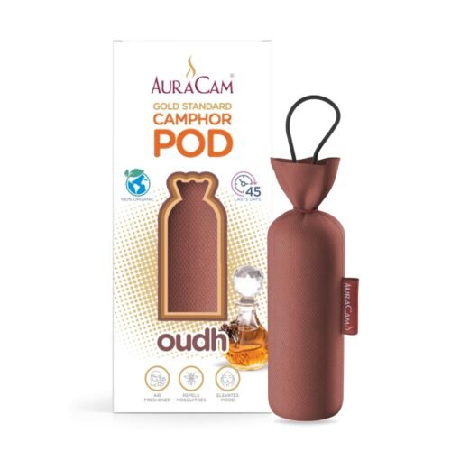 AuraCam Gold Standard Camphor Pod/Camphor Cone (Oudh) - Set of 2 - Camphor Pod Air freshener For Room, Car, Bathroom, Office & Toilet | Long-Lasting Camphor Cone for Home