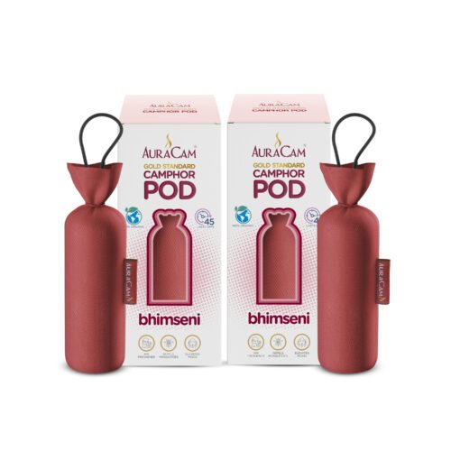 AuraCam Gold Standard Camphor Pod/Camphor Cone (Bhimseni) - Set of 2 - Camphor Pod Air freshener For Room, Car, Bathroom, Office & Toilet | Long-Lasting Camphor Cone for Home