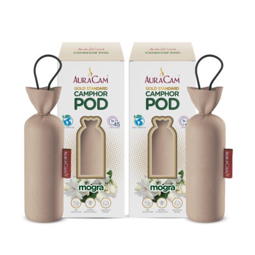 AuraCam Gold Standard Camphor Pod/Camphor Cone (Mogra) - Set of 2 - Camphor Pod Air freshener For Room, Car, Bathroom, Office & Toilet | Long-Lasting Camphor Cone for Home
