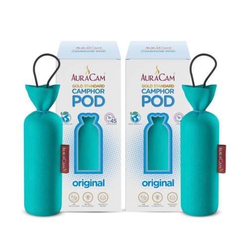AuraCam Gold Standard Camphor Pod/Camphor Cone (Original) - Set of 2 - Camphor Pod Air freshener For Room, Car, Bathroom, Office & Toilet | Long-Lasting Camphor Cone for Home