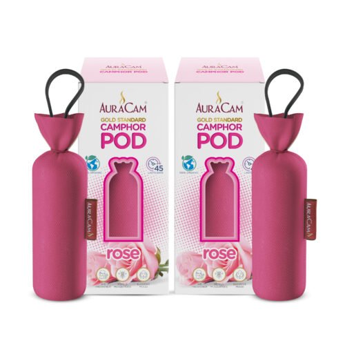 AuraCam Gold Standard Camphor Pod/Camphor Cone (Rose) - Set of 2 - Camphor Pod Air freshener For Room, Car, Bathroom, Office & Toilet | Long-Lasting Camphor Cone for Home