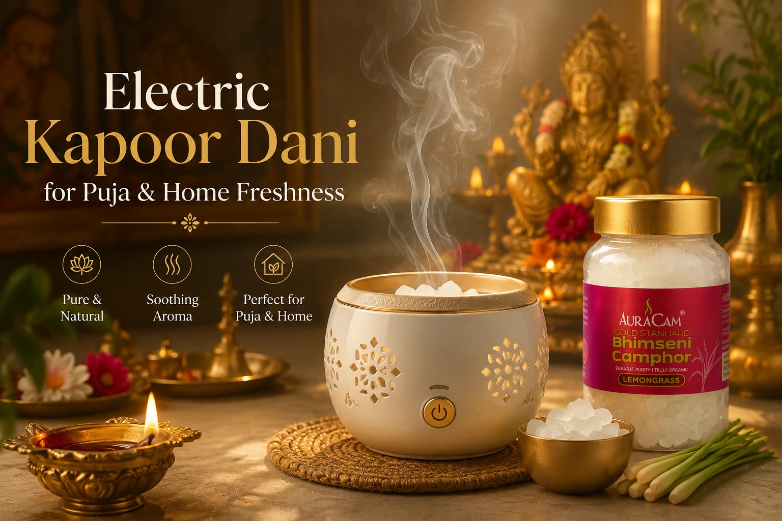 Electric Kapoor Dani for Puja & Home Freshness