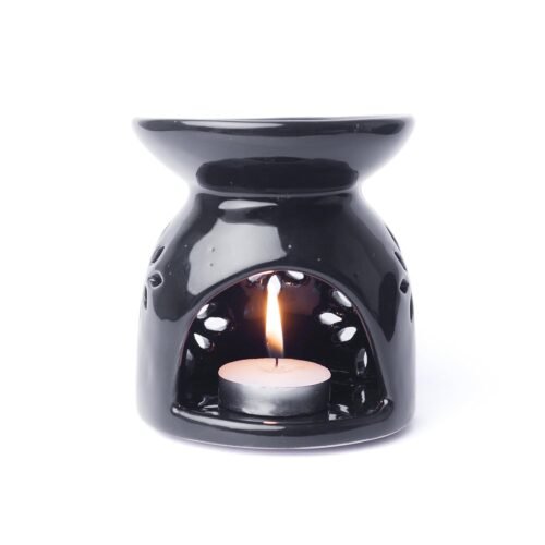 Ceramic Essential Oil Diffuser with Tea Light Candle – Pack of 1 (Black)