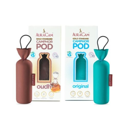 AuraCam Gold Standard Camphor Pod/Camphor Cone - 1 Original + 1 Oudh (Pack of 2)