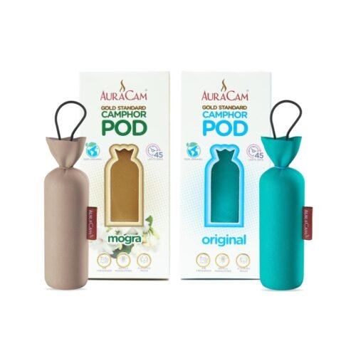 AuraCam Gold Standard Camphor Pod/Camphor Cone - 1 Original + 1 Mogra (Pack of 2)