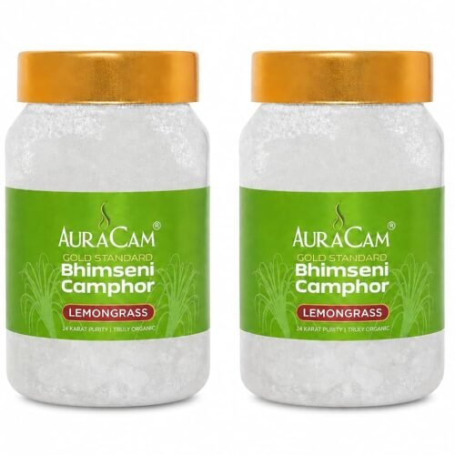 AuraCam Gold Standard Bhimseni Camphor - Lemongrass Fragrance, 100 gm (Pack of 2)