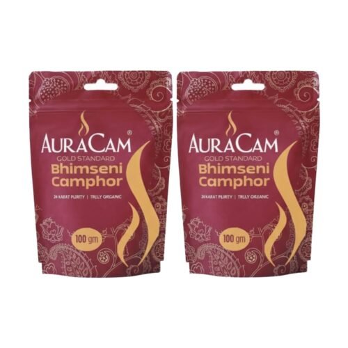 AuraCam Pure Bhimseni Camphor Pouch - 100 gm, Pack of 2