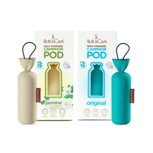 AuraCam Gold Standard Camphor Pod/Camphor Cone - 1 Original + 1 Jasmine (Pack of 2)