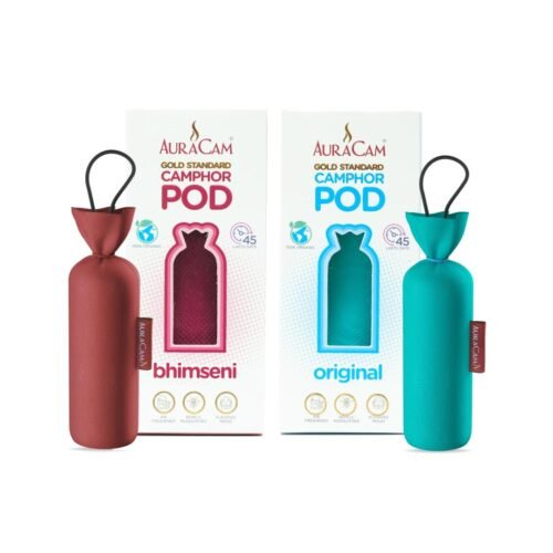 AuraCam Gold Standard Camphor Pod/Camphor Cone - 1 Original + 1 Bhimseni (Pack of 2)