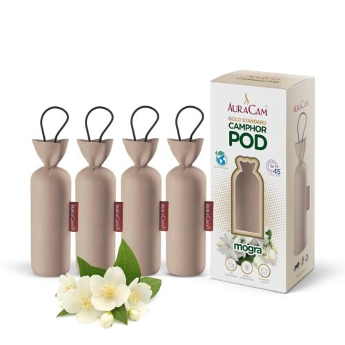 AuraCam Gold Standard Camphor Pod/Camphor Cone (Mogra) - Set of 4