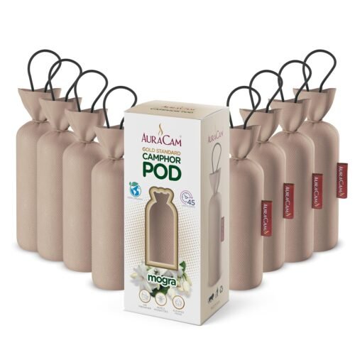 AuraCam Gold Standard Camphor Pod/Camphor Cone (Mogra) - Set of 8