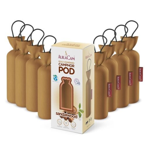 AuraCam Gold Standard Camphor Pod/Camphor Cone (Sandalwood) - Set of 8