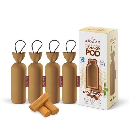 AuraCam Gold Standard Camphor Pod/Camphor Cone (Sandalwood) - Set of 4