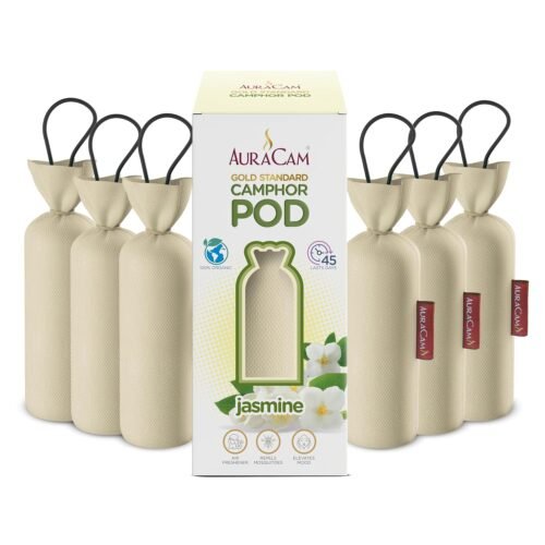 AuraCam Gold Standard Camphor Pod/Camphor Cone (Mogra) - Set of 6