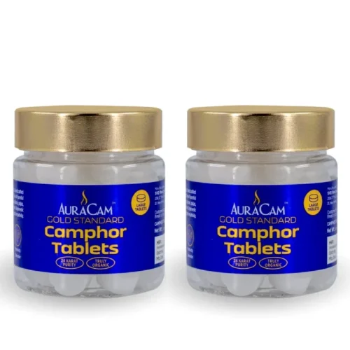 AuraCam Gold Standard Camphor Tablets for Puja - Large, 50 grams (Pack of 2)